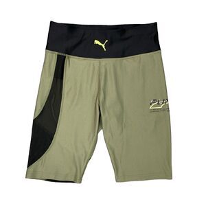 Puma Evide Bike Short Women XS Extra Small Moss High Waisted Mesh Panel Unpadded